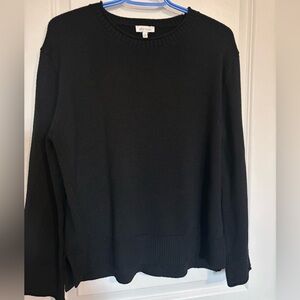 Vintage Ella Moss Super Soft Classic Black Crew Roll Neck Sweater with side slit